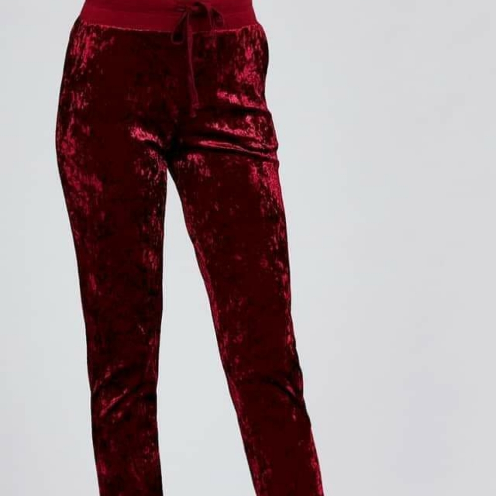 SALE | Velvet Jogger Pants - Ruby Red - New With Tags - Multiple Sizes -S, M, L